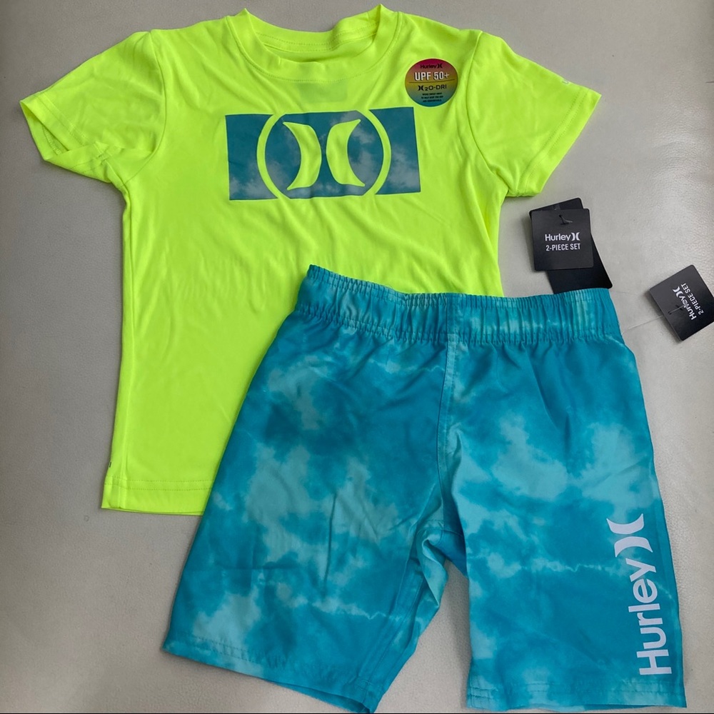 Hurley cute neon palm beach UPF50+ active shorts set 4062